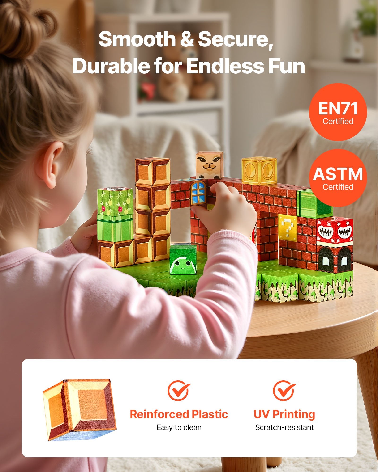 100 PCS Magnetic Building Blocks Set for Kids - STEM Montessori Sensory Toys, Creative Construction Cubes, Perfect Christmas Birthday Gift for 3+ Boys & Girls
