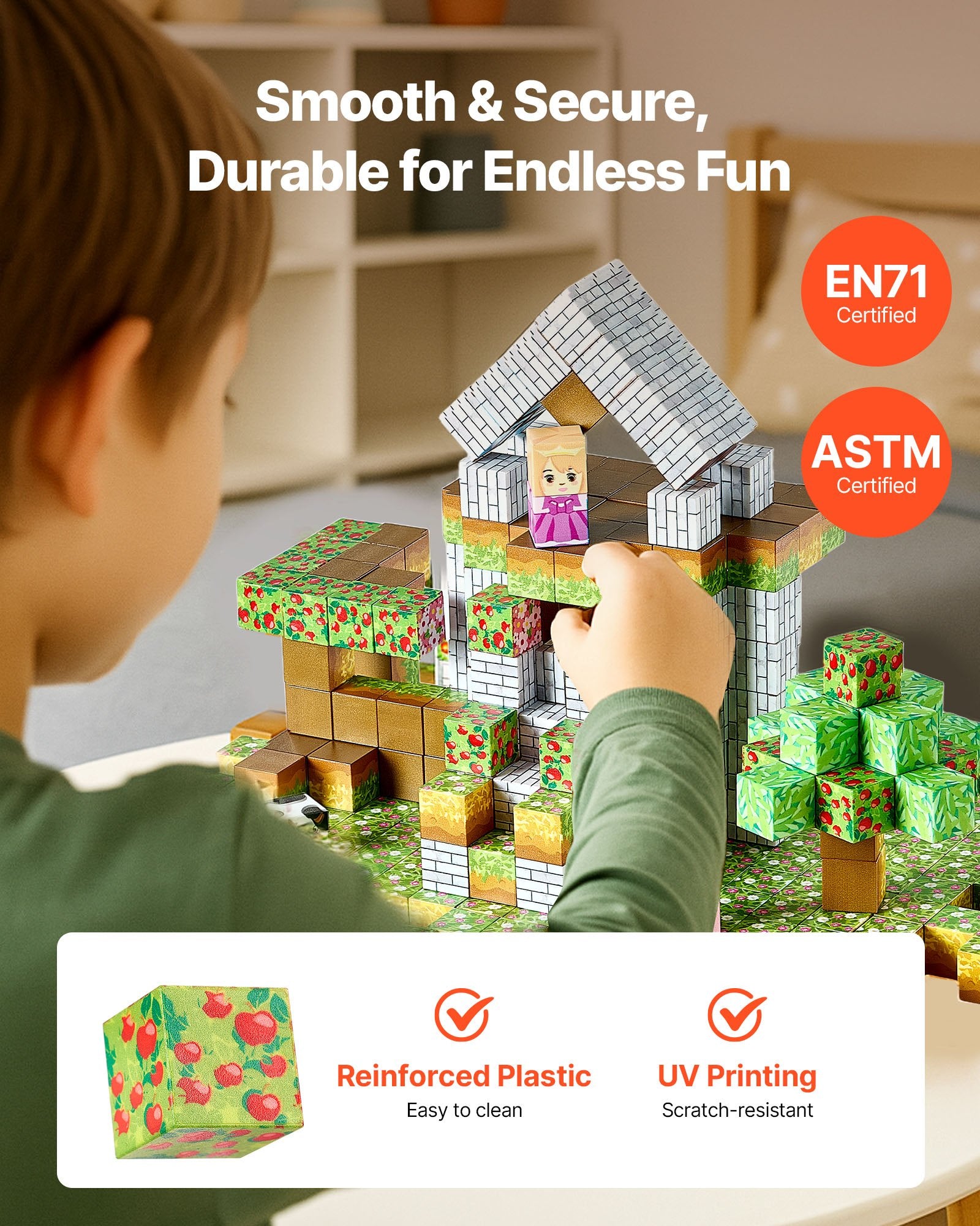Magnetic Forest Castle Blocks Set, 150 PCS Building Cubes for Kids, STEM Montessori Toys, Christmas Birthday Gift, Construction Stacking for 3+ Boys & Girls