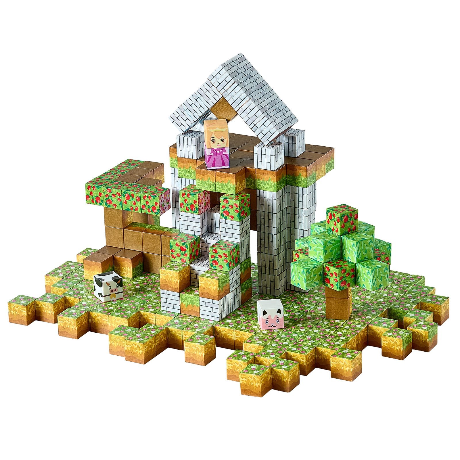 Magnetic Forest Castle Blocks Set, 150 PCS Building Cubes for Kids, STEM Montessori Toys, Christmas Birthday Gift, Construction Stacking for 3+ Boys & Girls