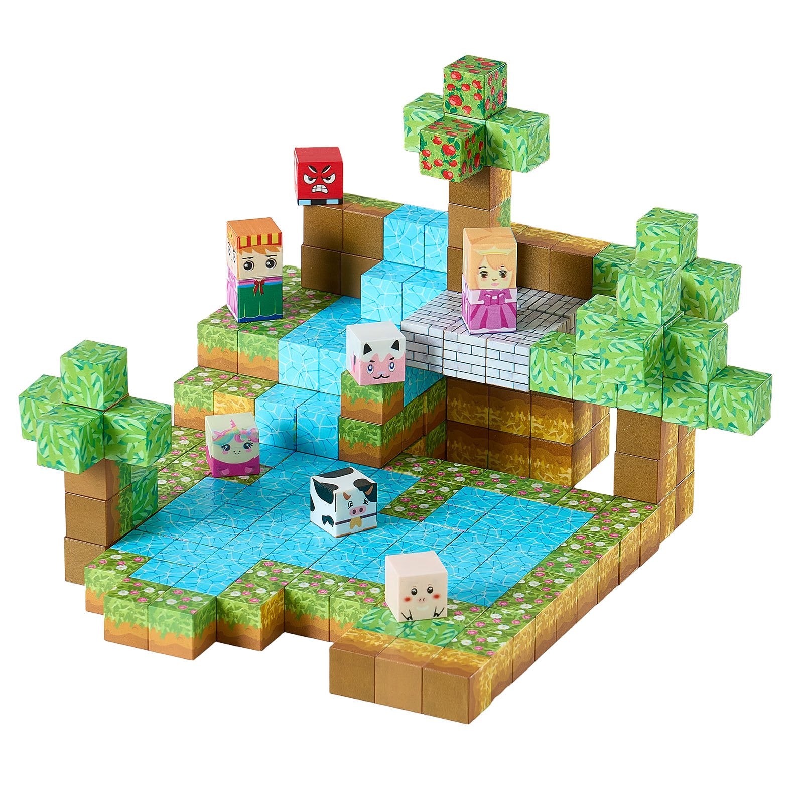 Magnetic Forest Castle Blocks Set, 150 PCS Building Cubes for Kids, STEM Montessori Toys, Christmas Birthday Gift, Construction Stacking for 3+ Boys & Girls