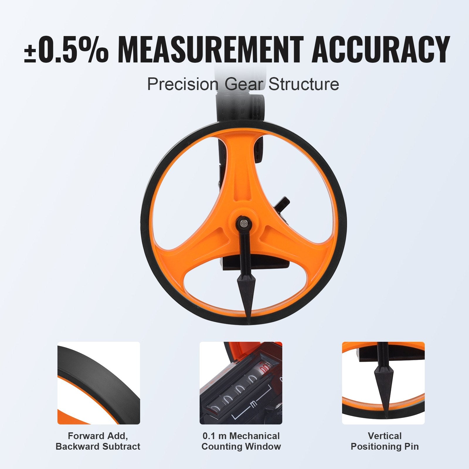 Telescoping Measuring Wheel with 6.3" Diameter for Accurate Lawn, Road, and Surface Measurement – Lightweight, Durable Design with Back Bag, 0-9,999m Range