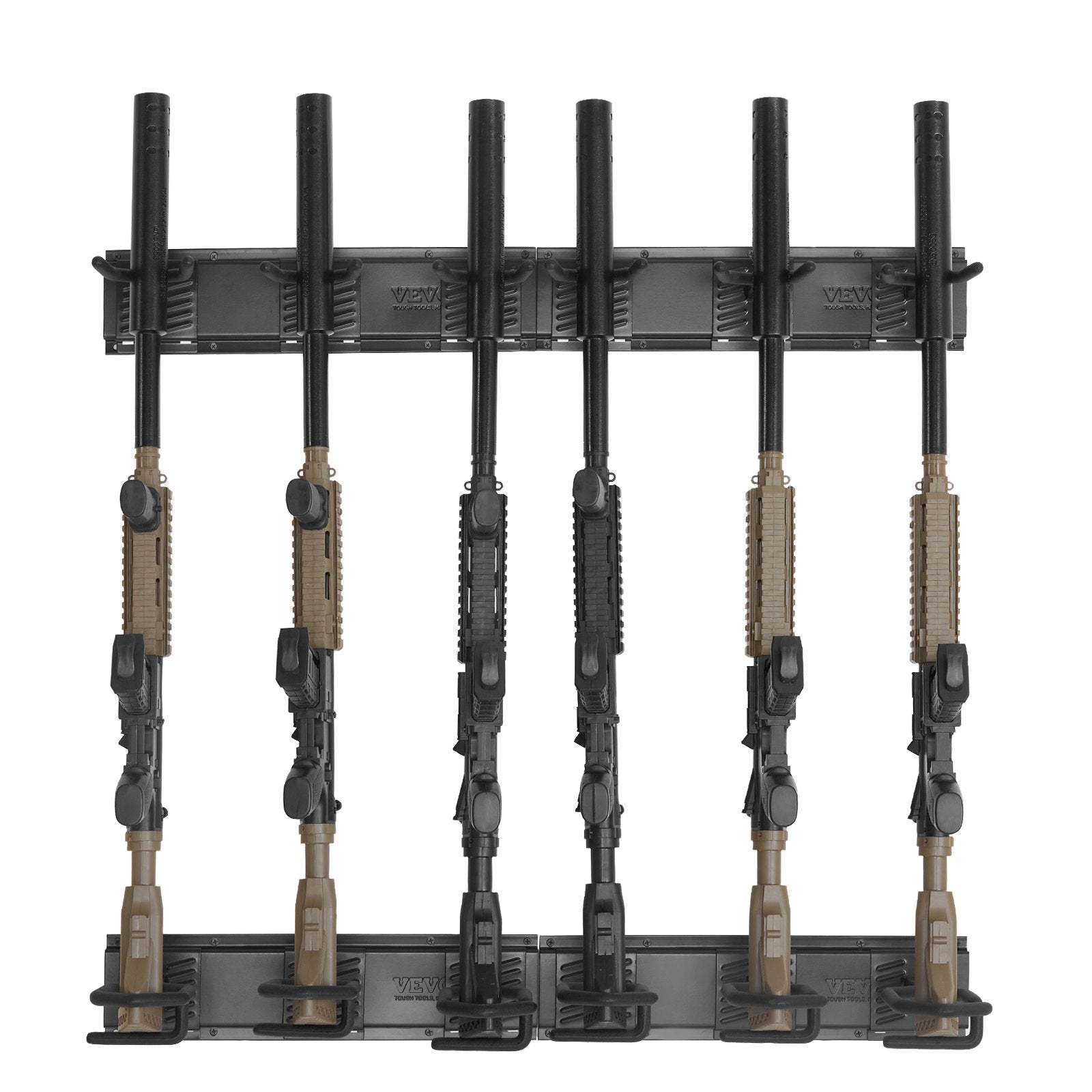 Heavy Duty Indoor Gun Rack Wall Mount, 6-Slot Vertical Rifle & Shotgun Display Stand, 180 lb Capacity, Metal with Soft Padding