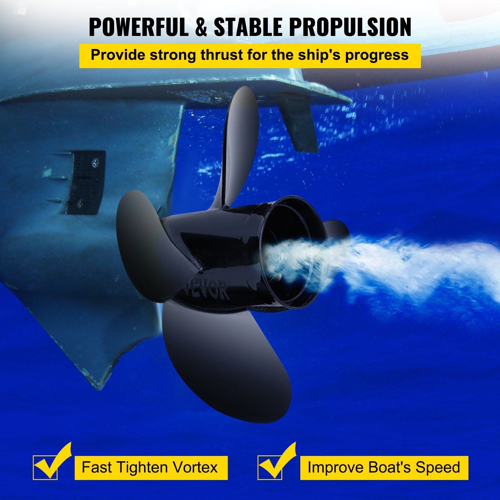 High-Performance 4-Blade Aluminum Boat Propeller, 14"x19", Fits 135-300HP Outboards & Stern Drives, OEM Replacement 48-8M0084495