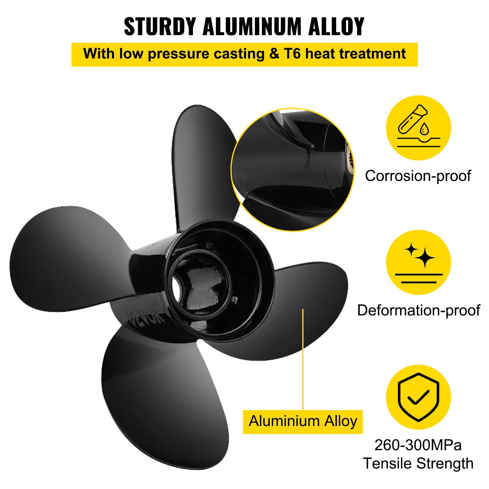 High-Performance 4-Blade Aluminum Boat Propeller, 14"x19", Fits 135-300HP Outboards & Stern Drives, OEM Replacement 48-8M0084495
