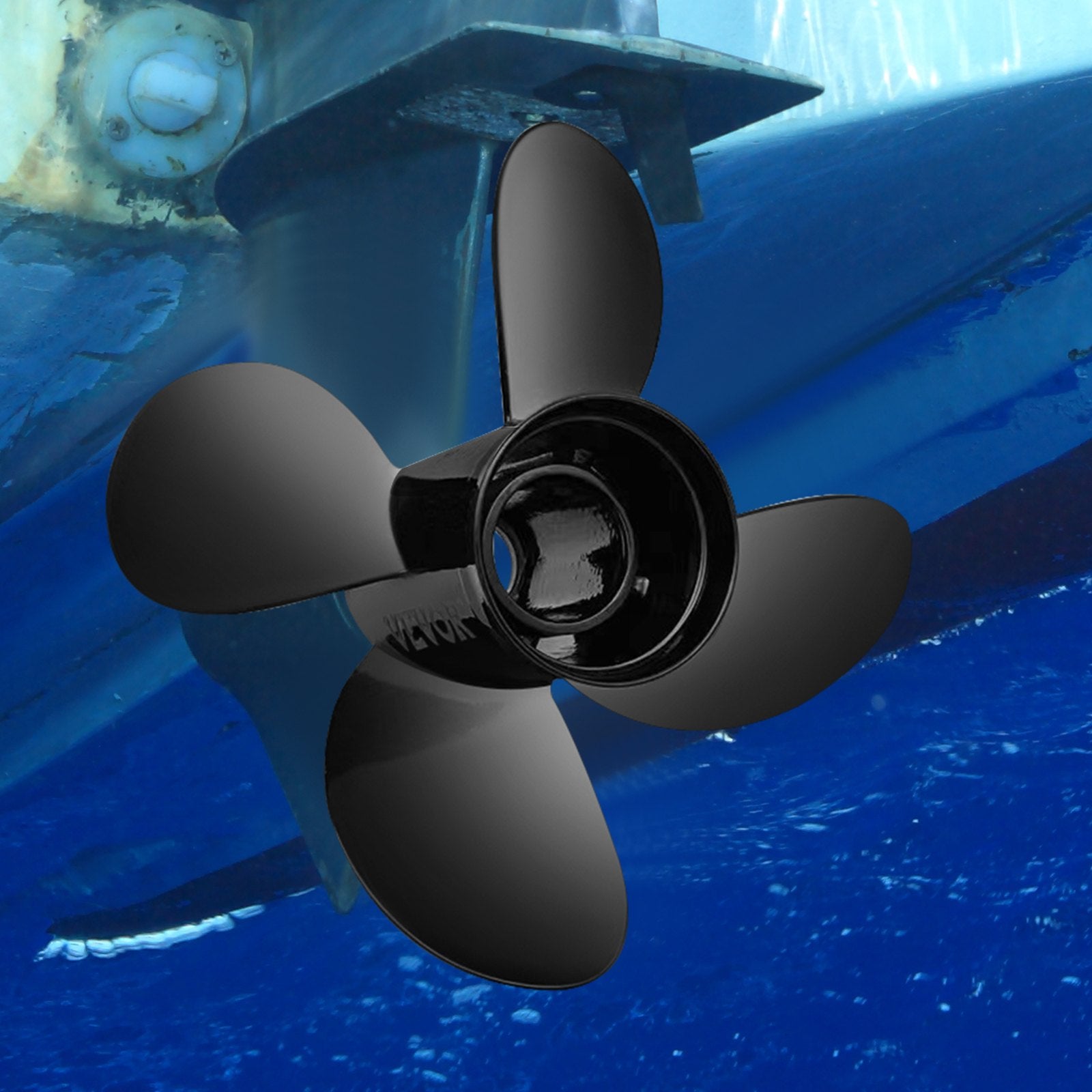 High-Performance 4-Blade Aluminum Boat Propeller, 14"x19", Fits 135-300HP Outboards & Stern Drives, OEM Replacement 48-8M0084495