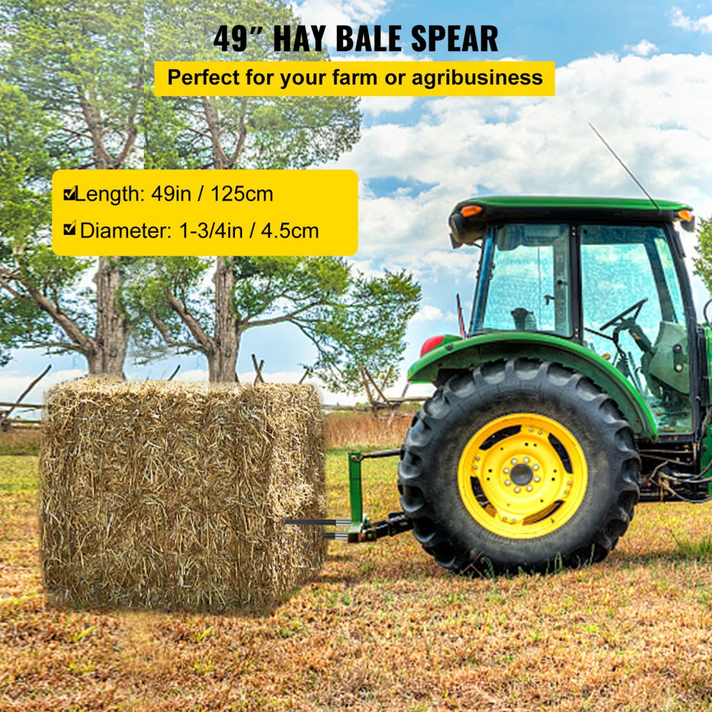 Heavy-Duty 49" Hay Bale Spike Set with 4000 lbs Capacity for Tractors and Loaders