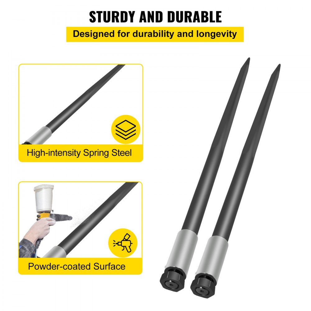 Heavy-Duty 49" Hay Bale Spike Set with 4000 lbs Capacity for Tractors and Loaders