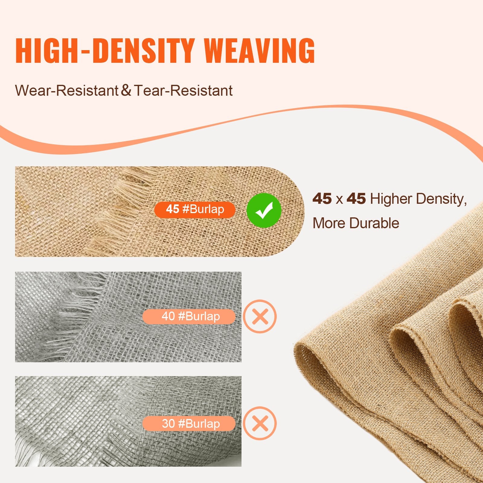 Natural Burlap Fabric Roll - 14"x30ft & 50x50 High Density Jute for Crafts, Garden, Wedding Decor, Tree Wrap & Winter Cover