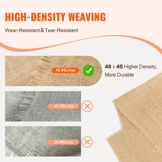 Natural Burlap Fabric Roll - 40"x30ft & 50"x50" for Crafts, Weddings, Decor, Gardening, DIY Projects, and Tree Protection