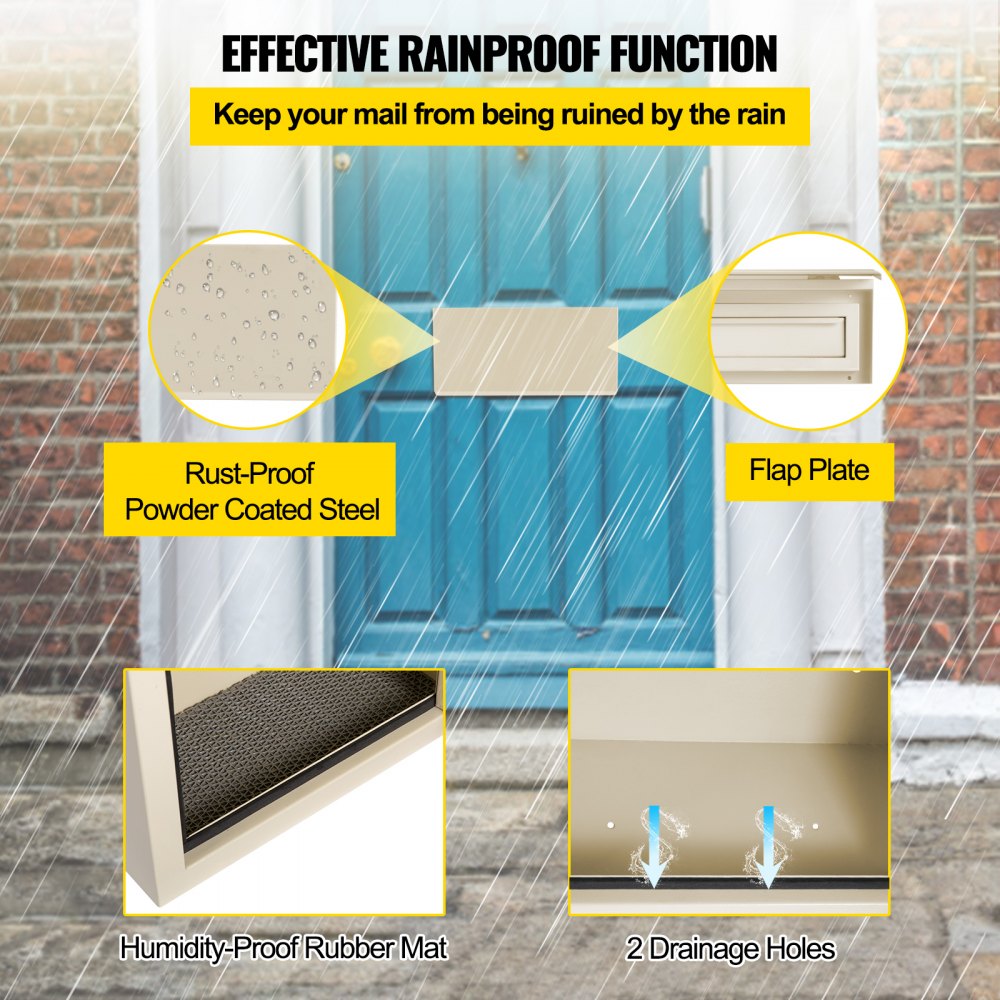 Secure Beige Drop Box for Doors with Through-The-Door Locking System, 11.8''x4.3''x14.2''