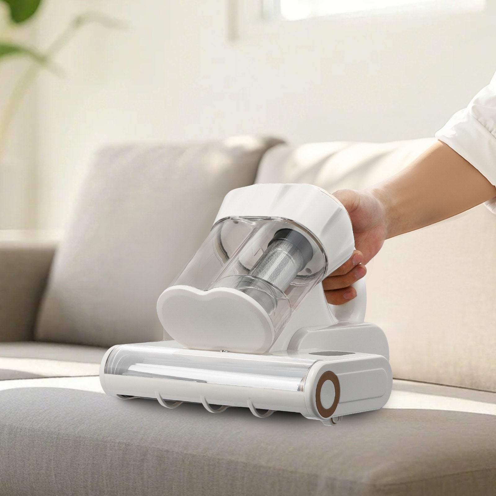 High-Power 550W Mattress Vacuum Cleaner with 18Kpa Suction, Dual Dust Bin, HEPA & Heating, Ultrasound & Cleaning Lights, Handheld for Bed & Sofa