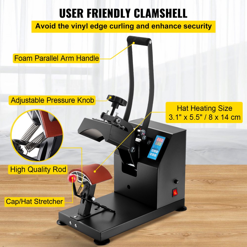 VEVOR Hat Press 3.5 x 5.5 in Cap Heat Press Machine Transfer Sublimation