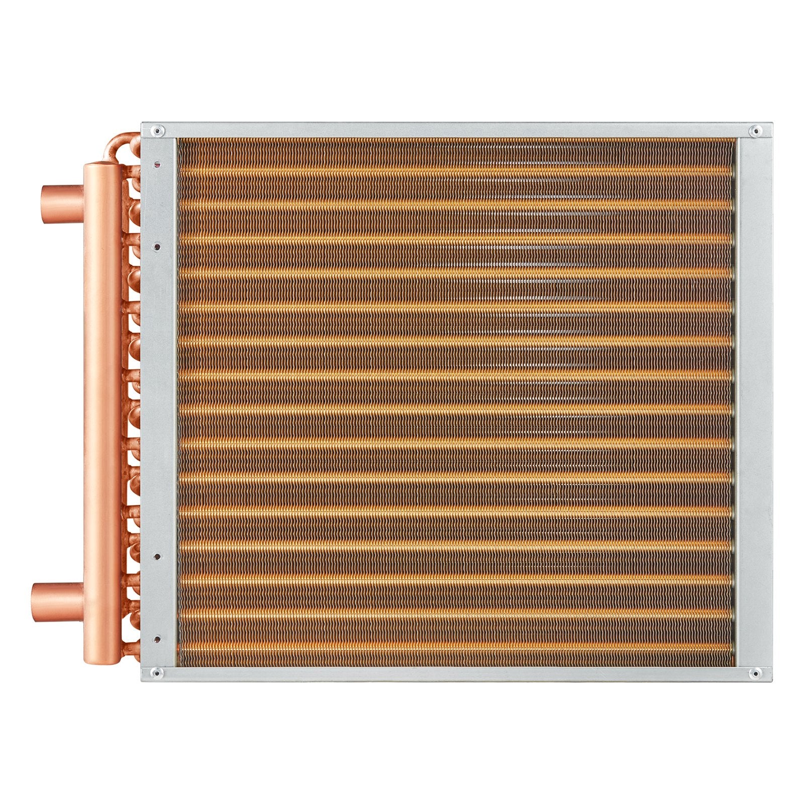 High-Efficiency 16"x16" Water-to-Air Heat Exchanger with 3-Row Copper Ports & 193 Aluminum Fins for Wood Furnaces & HVAC Systems