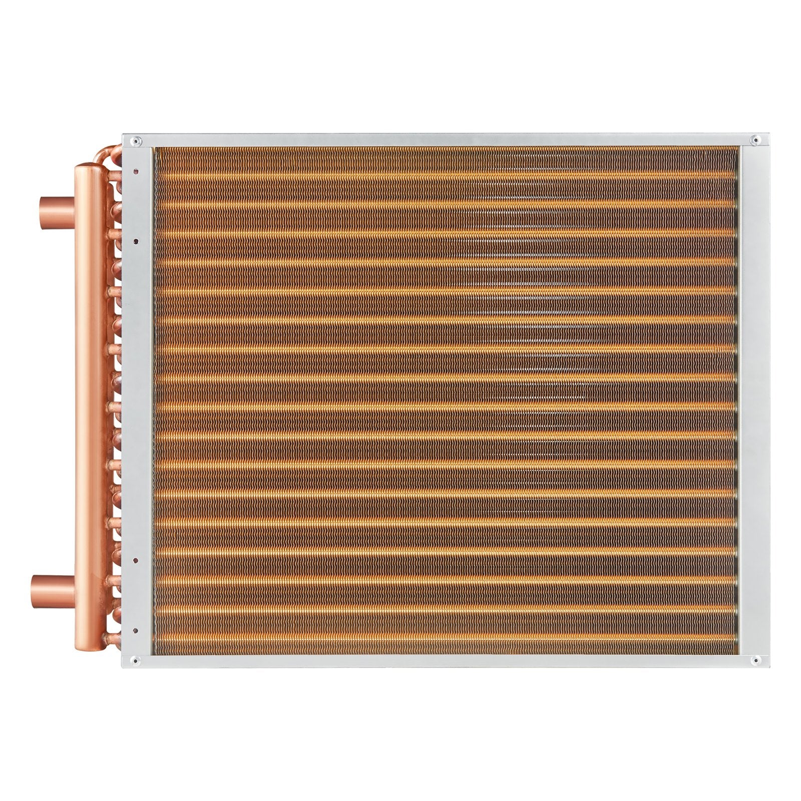 High-Efficiency 18"x20" Water to Air Heat Exchanger with 3-Row Copper Ports and 242 Aluminum Fins for Wood Furnaces, HVAC Systems, Residential Cooling