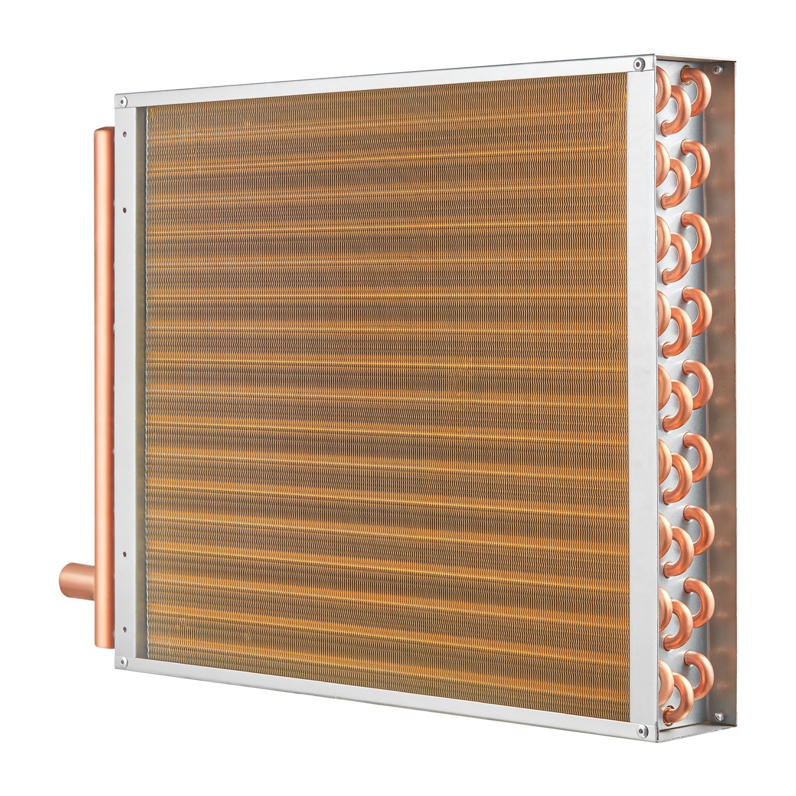 High-Efficiency 18"x20" Water to Air Heat Exchanger with 3-Row Copper Ports and 242 Aluminum Fins for Wood Furnaces, HVAC Systems, Residential Cooling