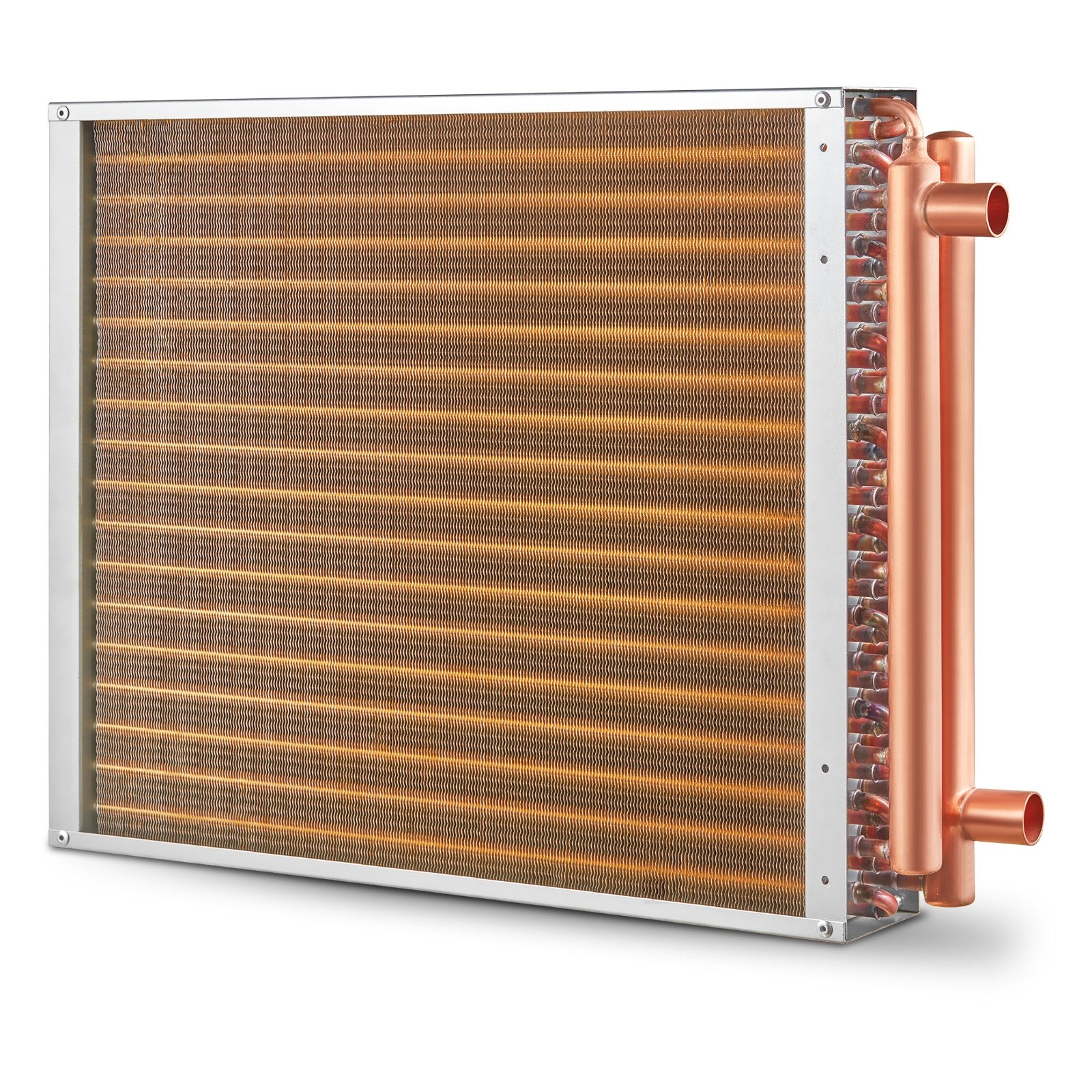 High-Efficiency 18"x20" Water to Air Heat Exchanger with 3-Row Copper Ports and 242 Aluminum Fins for Wood Furnaces, HVAC Systems, Residential Cooling