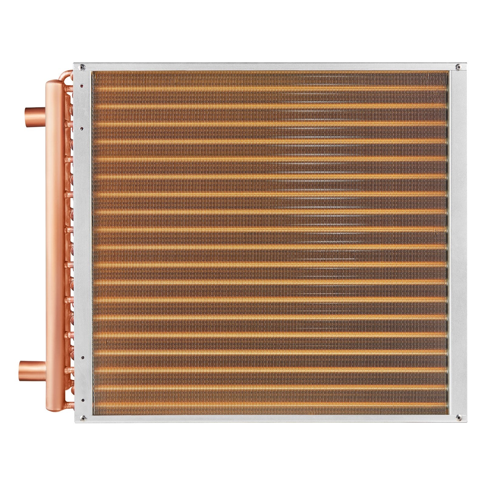20"x 20" Copper Water to Air Heat Exchanger for Wood Furnaces - 3-Row Tubes, 242 Aluminum Fins, High Efficiency, Residential HVAC