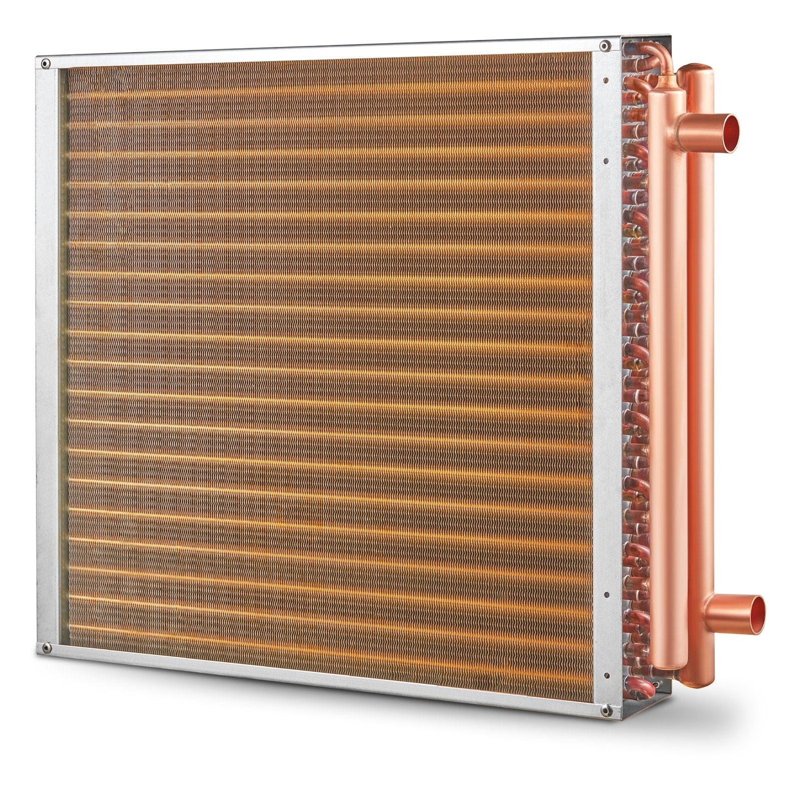 20"x 20" Copper Water to Air Heat Exchanger for Wood Furnaces - 3-Row Tubes, 242 Aluminum Fins, High Efficiency, Residential HVAC