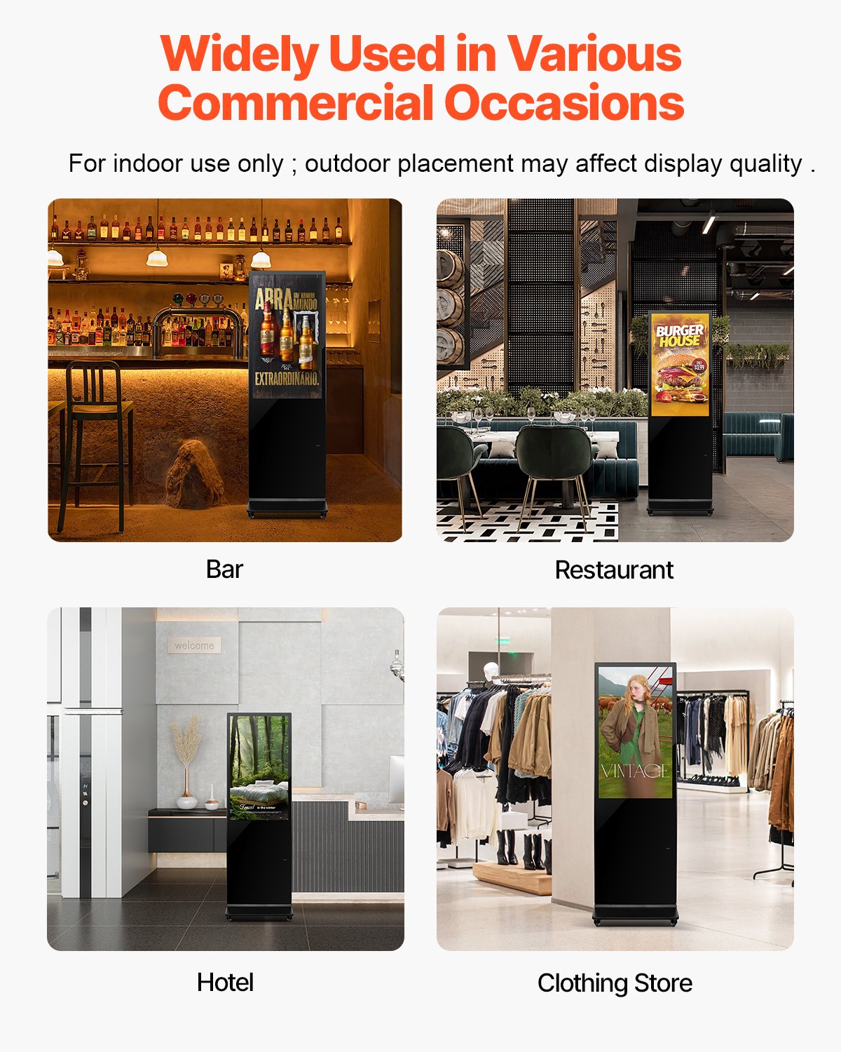 43 Inch Indoor Touchscreen Digital Kiosk with 2K UHD LCD, 2GB RAM, 32GB ROM, WiFi HDMI/USB Input, Infrared Touch, Wide Viewing Angle