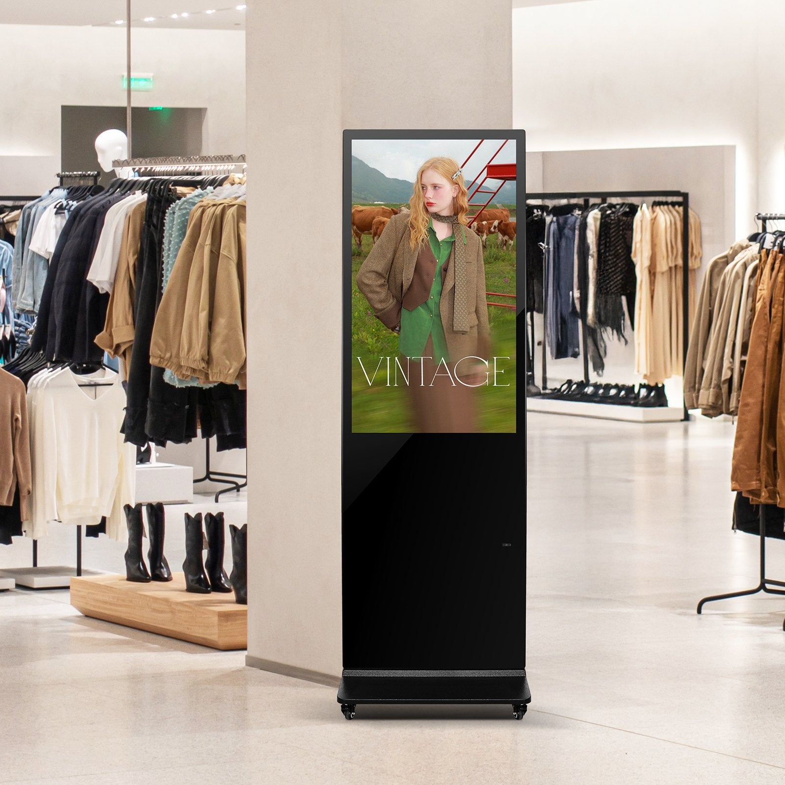 43 Inch Indoor Touchscreen Digital Kiosk with 2K UHD LCD, 2GB RAM, 32GB ROM, WiFi HDMI/USB Input, Infrared Touch, Wide Viewing Angle