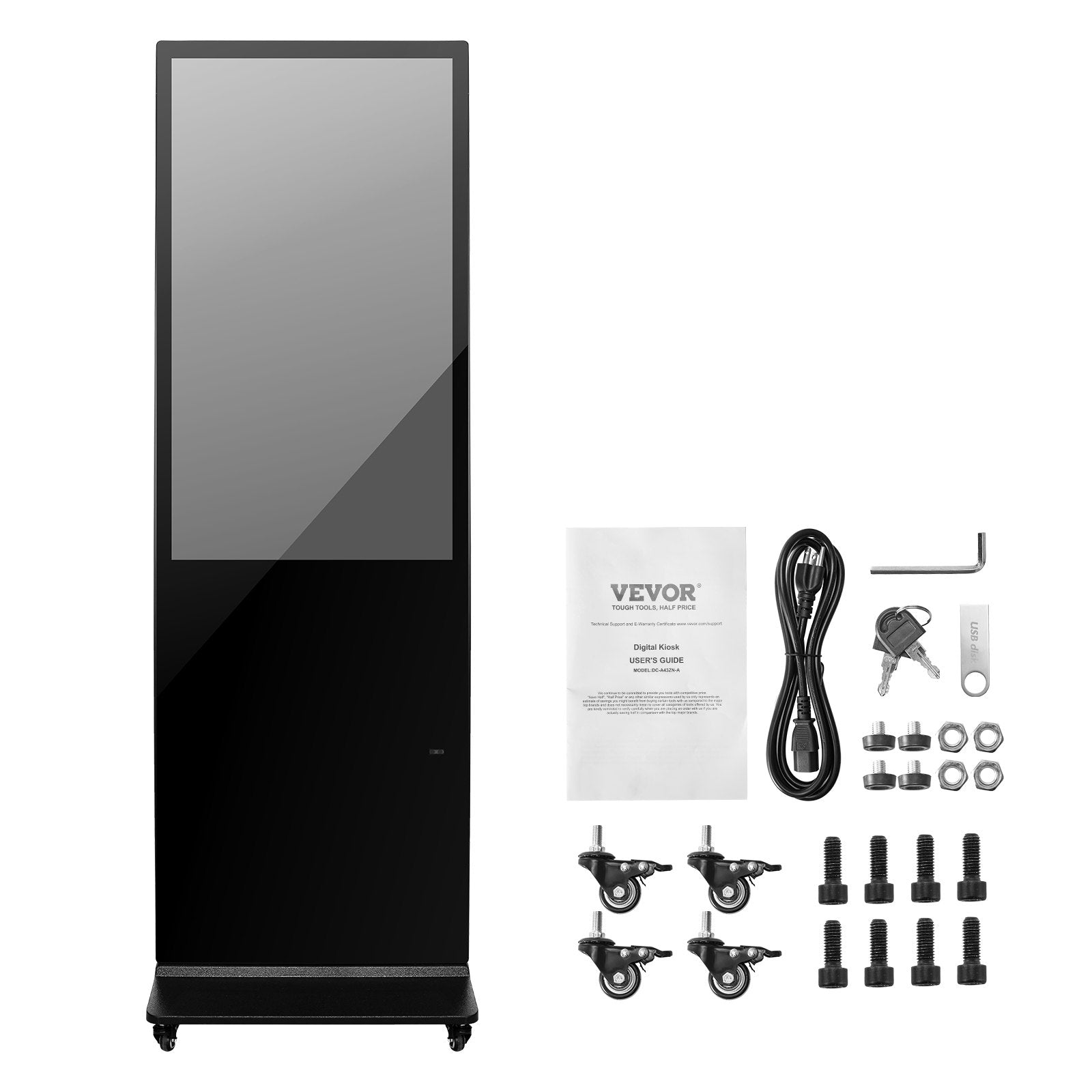 43 Inch Indoor Touchscreen Digital Kiosk with 2K UHD LCD, 2GB RAM, 32GB ROM, WiFi HDMI/USB Input, Infrared Touch, Wide Viewing Angle