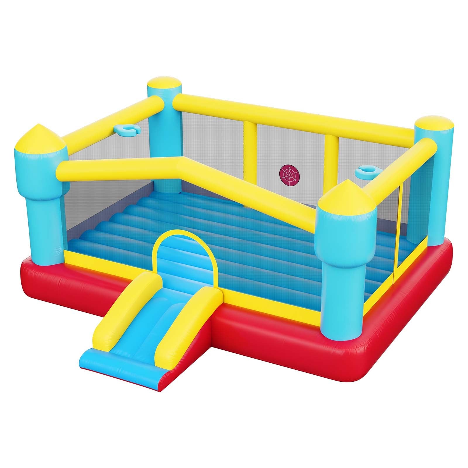Inflatable Bouncy Castle for Kids with Slide, Basketball Hoop & Target Game - Durable Jump House, 14.7 x 13.8 x 6.8 ft, Ages 3-8, Holds 3-4