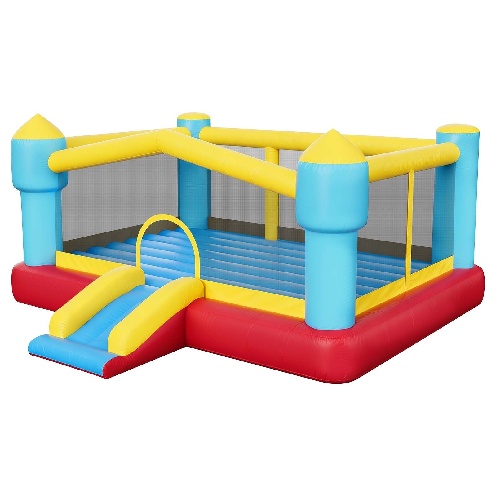 Inflatable Bouncy Castle for Kids with Slide, Basketball Hoop & Target Game - Durable Jump House, 14.7 x 13.8 x 6.8 ft, Ages 3-8, Holds 3-4