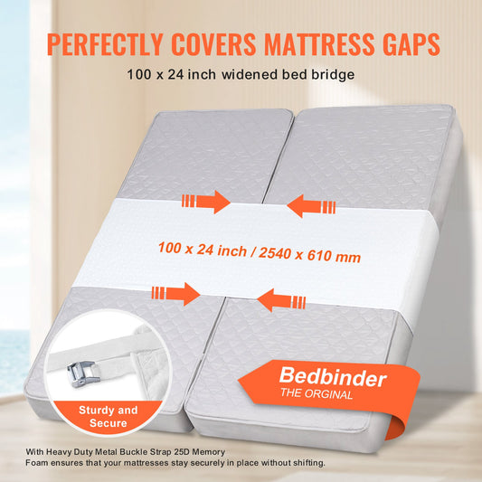 King Bed Bridge Converter Kit - Split King Gap Filler with Heavy Duty Strap, Memory Foam for Adjustable Mattress Connector