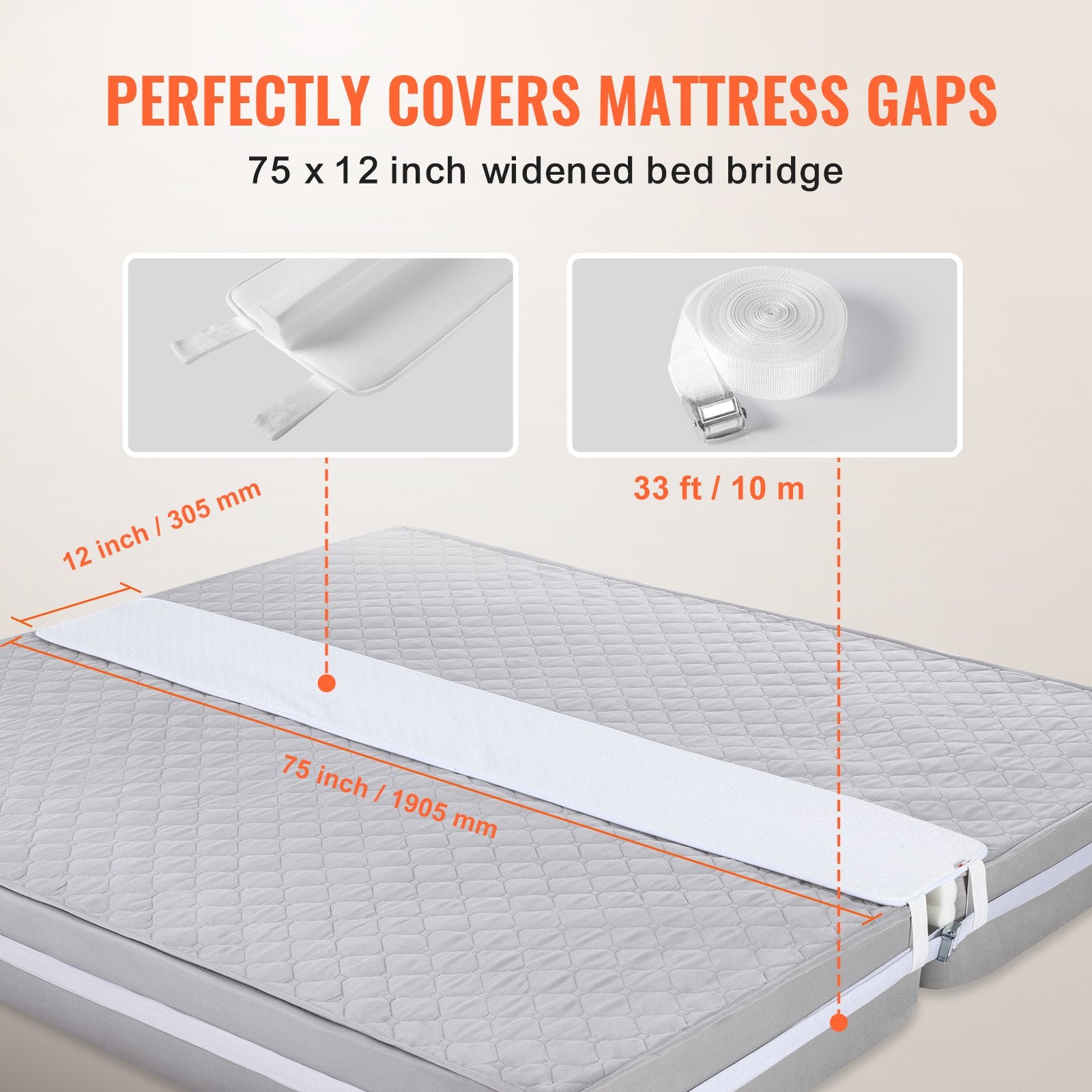 Title: Adjustable Bed Bridge Converter Kit - King Split Gap Filler with Memory Foam & Heavy Duty Strap for Secure Mattress Connection