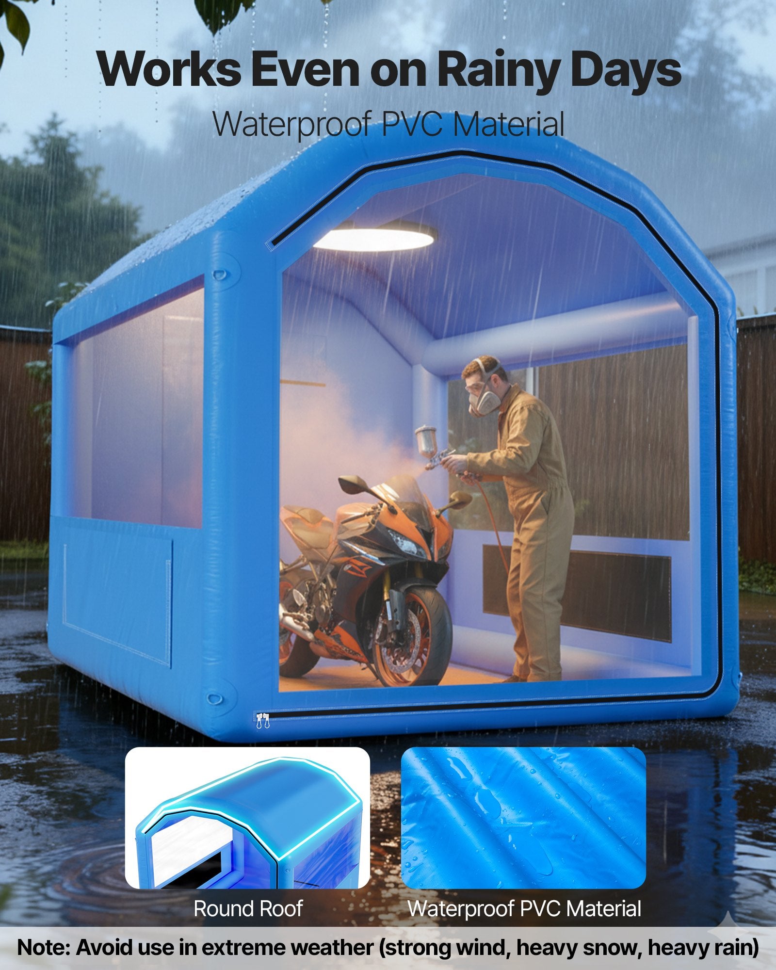 Compact Inflatable Paint Booth 9.84x8.2x8.2 ft with 550W Blower, Air Filter System, Round Roof for Bicycles, Motorcycles & Automotive Painting