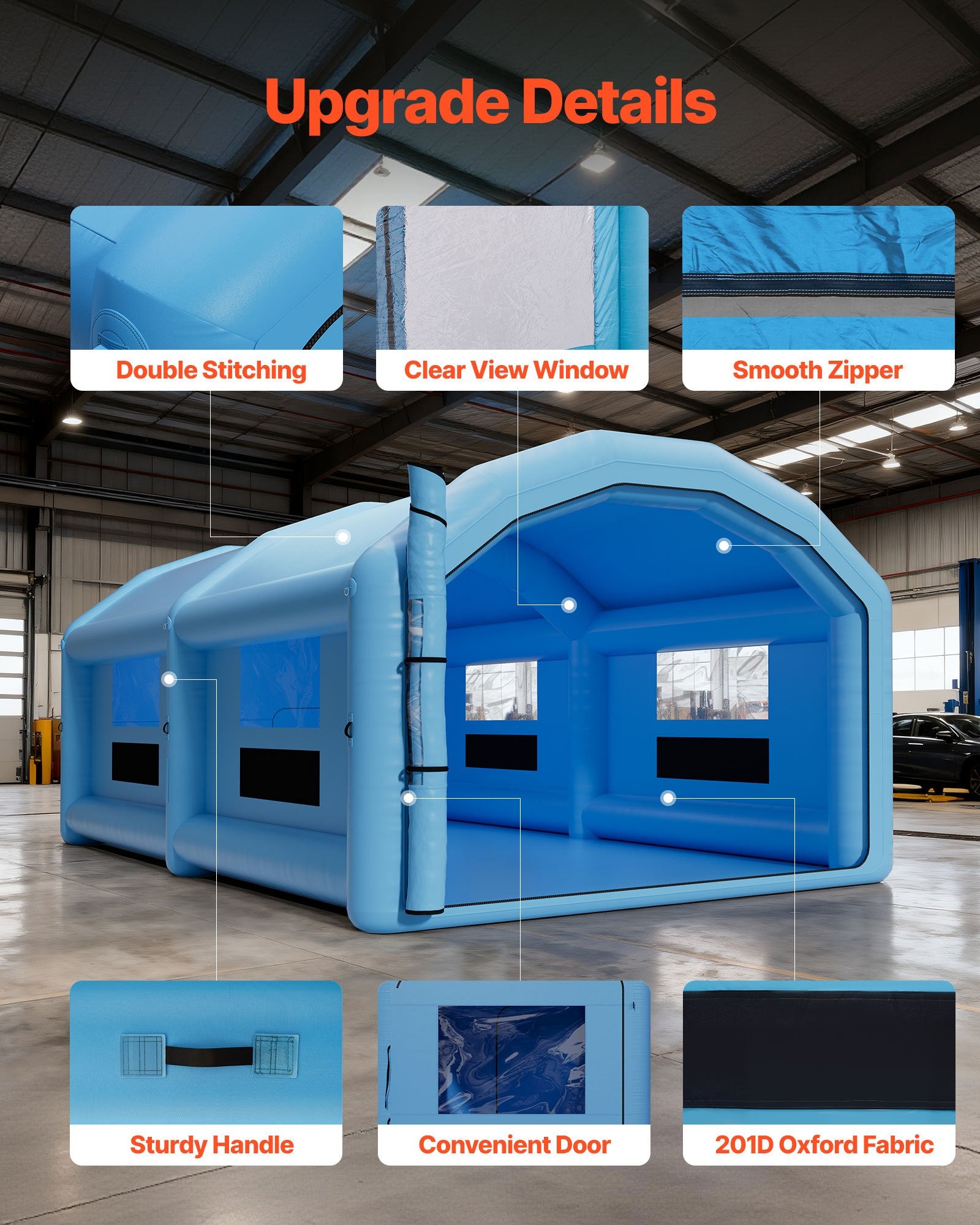 Spacious Inflatable Paint Booth for Cars & Furniture | 32.81 x 19.69 x 13.12 ft Spray Tent with Dual Blowers, Air Filter & Clear PVC Windows
