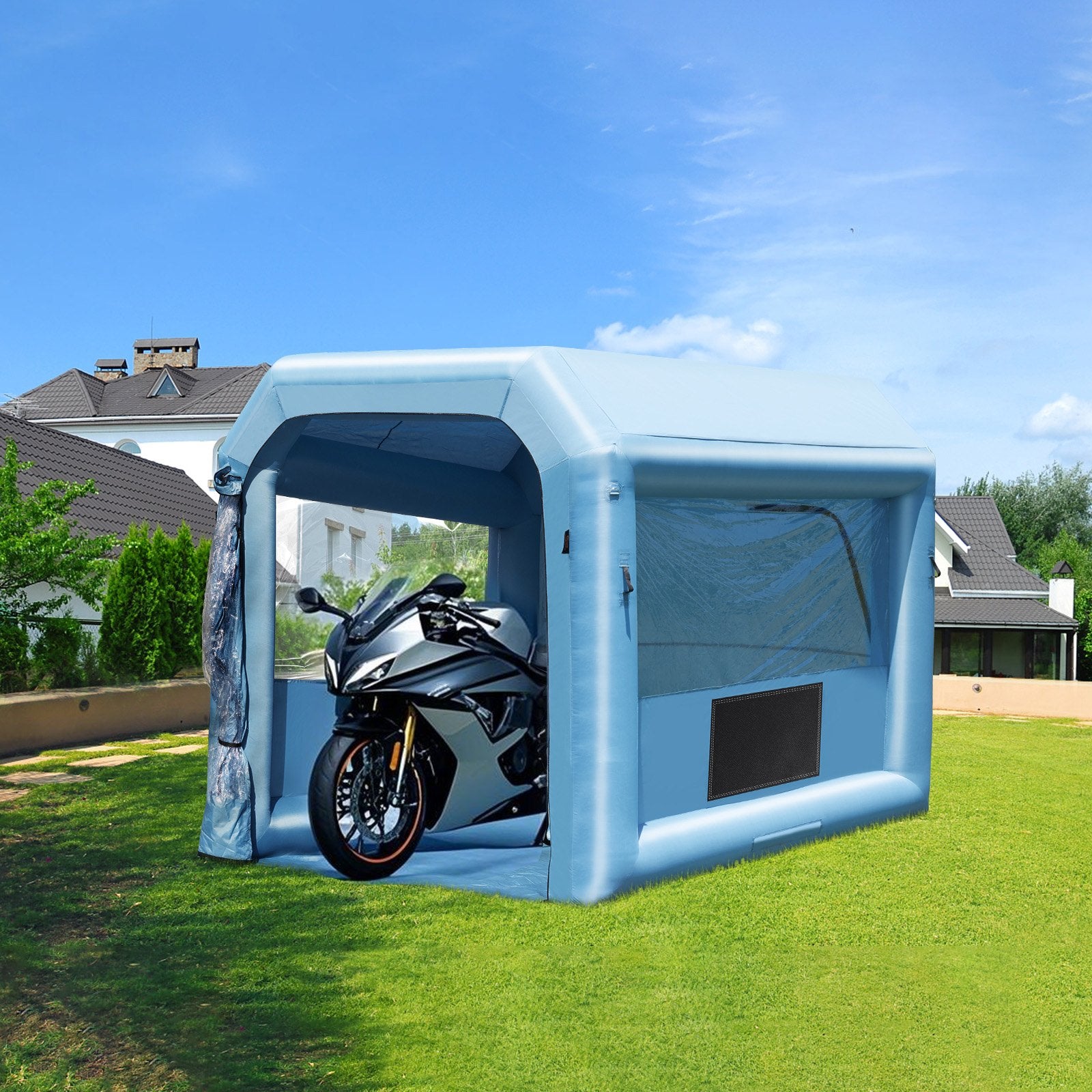 Compact Inflatable Paint Booth with Powerful 550W Blower and Air Filter - Perfect for Motorcycles, Bicycles, and Small Furniture Painting