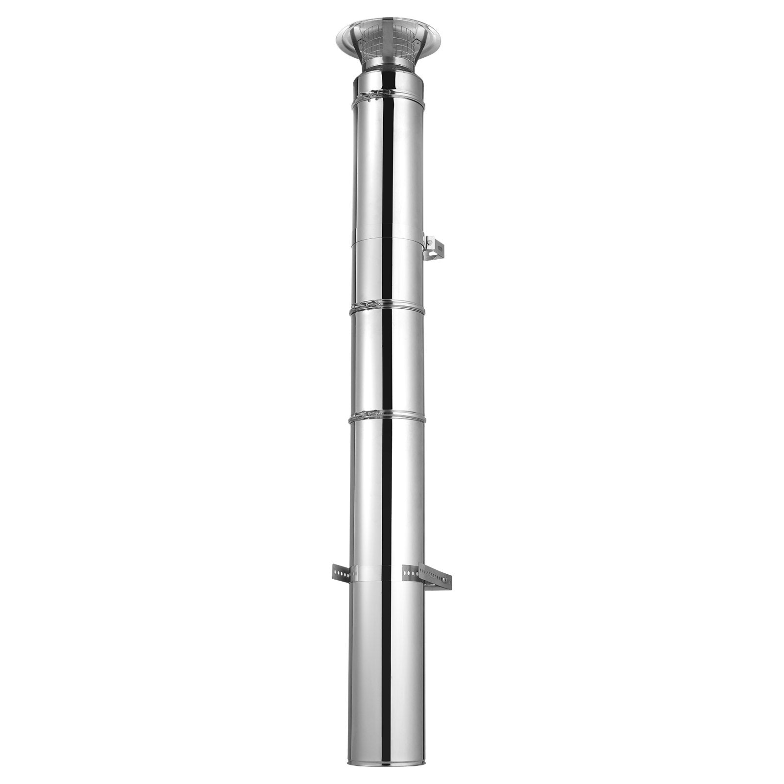 Premium Stainless Steel Double Wall Chimney Pipe, 6 x 36 Inch, Easy Install, Thick Insulation for Stove, Indoor Outdoor Use, Weatherproof, Silver