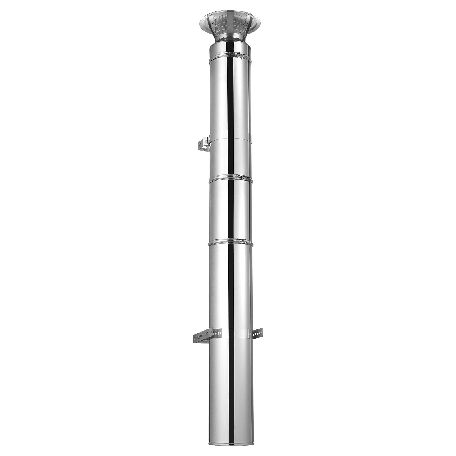 Premium Stainless Steel Double Wall Chimney Pipe, 6 x 36 Inch, Easy Install, Thick Insulation for Stove, Indoor Outdoor Use, Weatherproof, Silver