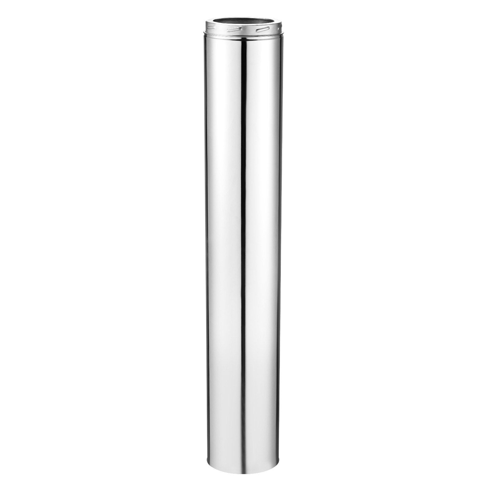 6x48 Inch Stainless Steel Double Wall Chimney Pipe, Easy Install, Thick Insulation, Indoor Outdoor Stove Use, Heat-Resistant, Silver
