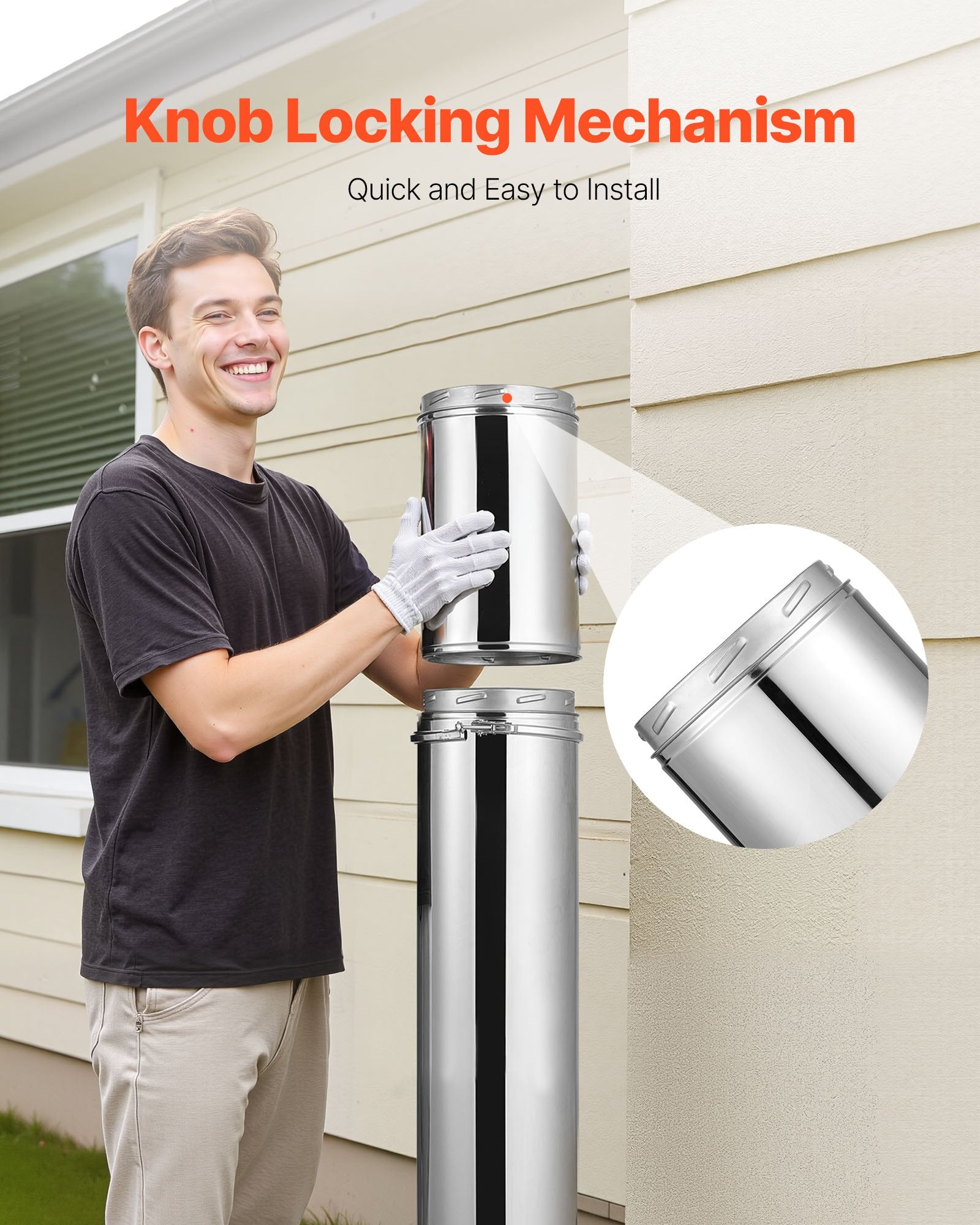 Premium Stainless Steel Double Wall Chimney Pipe, 6x12 inch, Easy Install, Thick Insulation for Indoor/Outdoor, Heat-Resistant, Silver