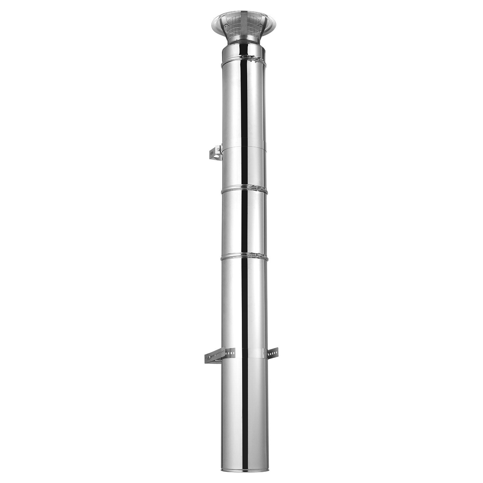 6 x 24 Inch Double Wall Stainless Steel Chimney Pipe - Premium Heat-Resistant, Weatherproof Stove Pipe with Easy Installation, Silver