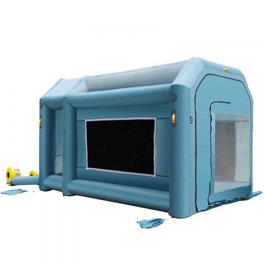VEVOR Portable Inflatable Paint Booth, 13 x 8 x 8ft Inflatable Spray Booth, Car Paint Tent w/Air Filter System & 2 Blowers, Upgraded Blow Up Spray Booth Tent, Auto Paint Workstation Motorcycle Garage