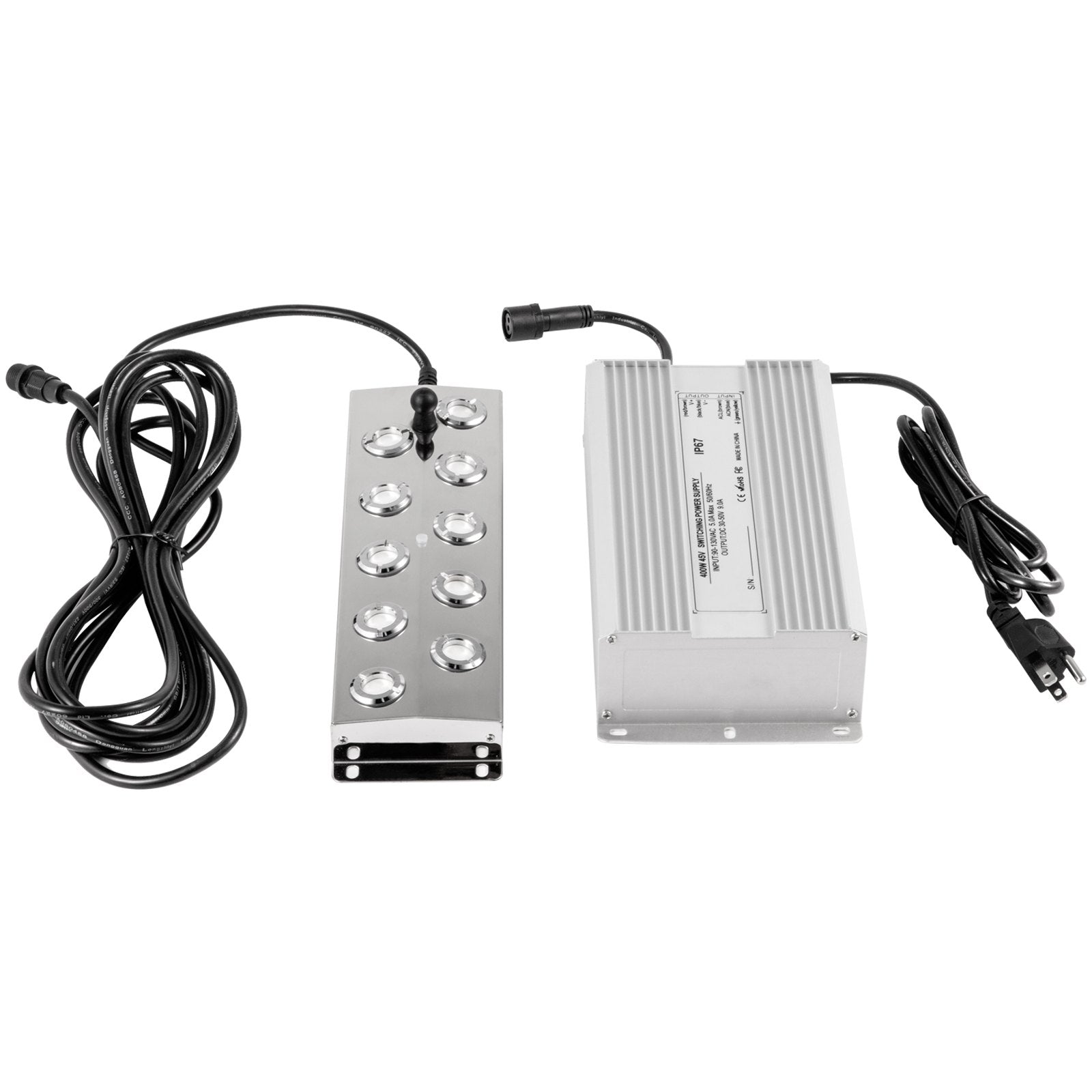 High-Output 10 Head Ultrasonic Mist Maker Fogger with IP67 Waterproof Power Supply for Gardens, Ponds, and Humidifying - 5kg/h Output, Air-Cooled Stainless Steel Design