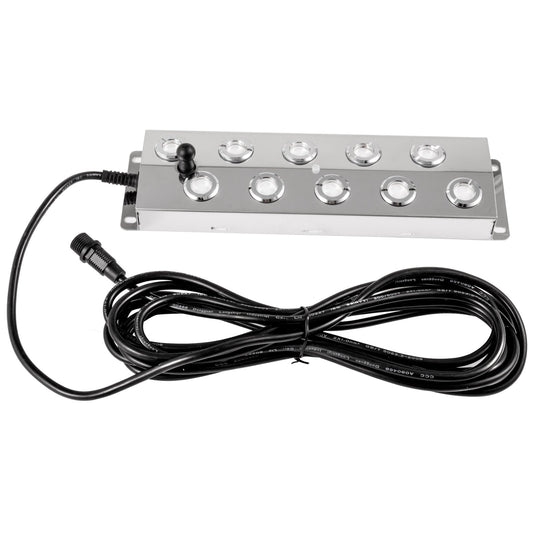 High-Output 10 Head Ultrasonic Mist Maker Fogger with IP67 Waterproof Power Supply for Gardens, Ponds, and Humidifying - 5kg/h Output, Air-Cooled Stainless Steel Design