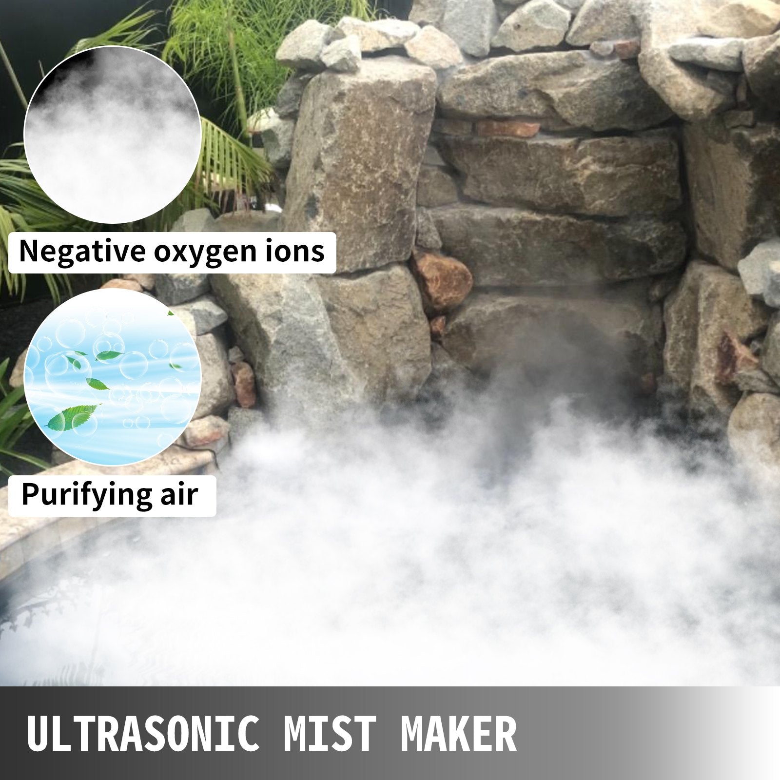 12 Head Ultrasonic Mist Maker with IP67 Waterproof Power Supply, Stainless Steel Humidifier for Ponds, 7kg/h Fogger, 320W Atomizer