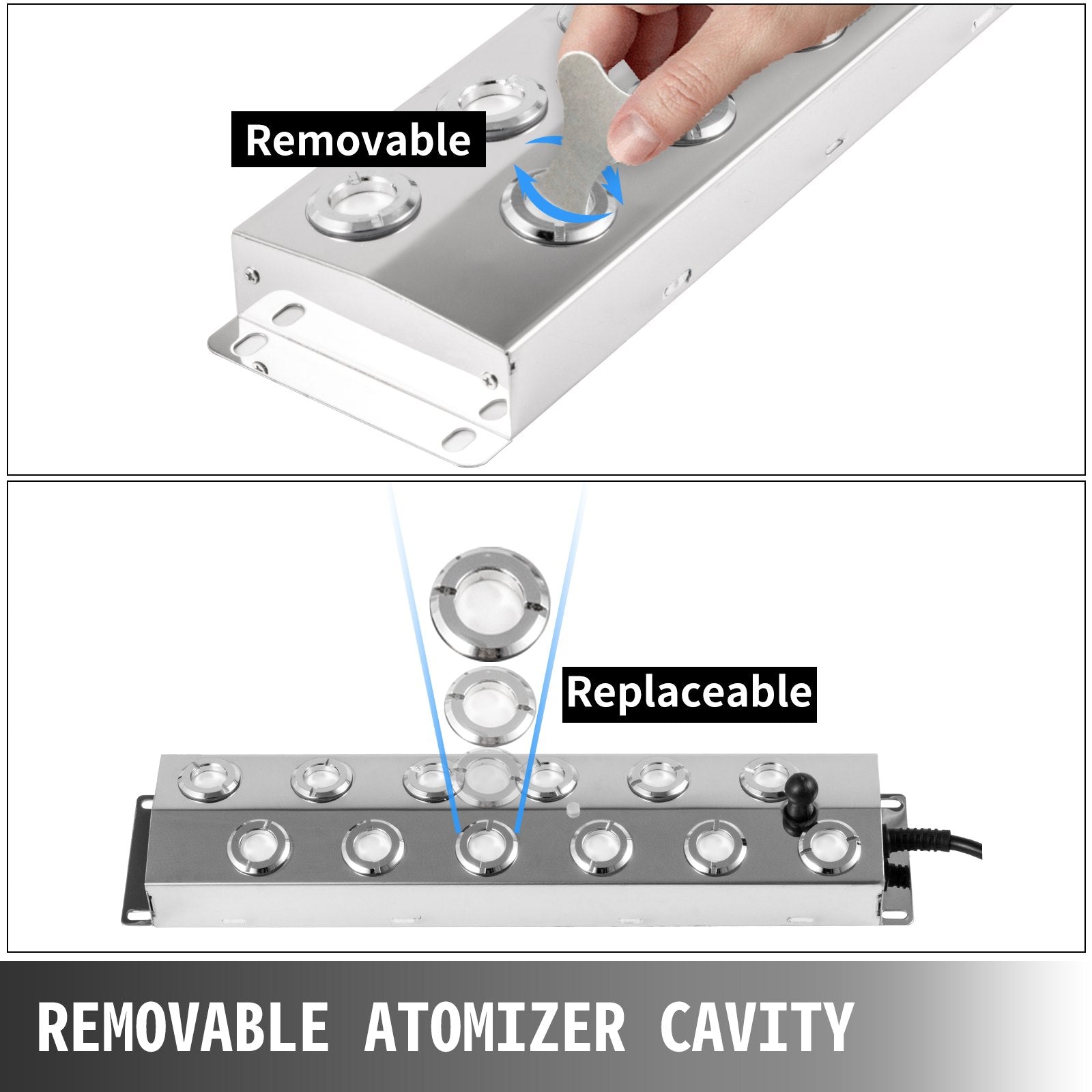 12 Head Ultrasonic Mist Maker with IP67 Waterproof Power Supply, Stainless Steel Humidifier for Ponds, 7kg/h Fogger, 320W Atomizer