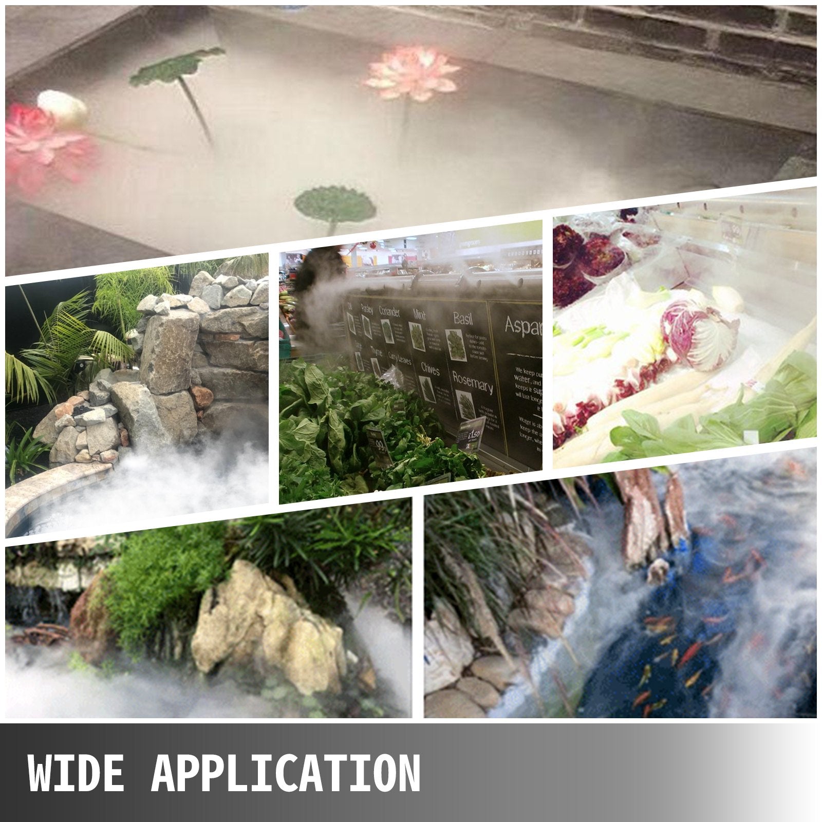 12 Head Ultrasonic Mist Maker with IP67 Waterproof Power Supply, Stainless Steel Humidifier for Ponds, 7kg/h Fogger, 320W Atomizer