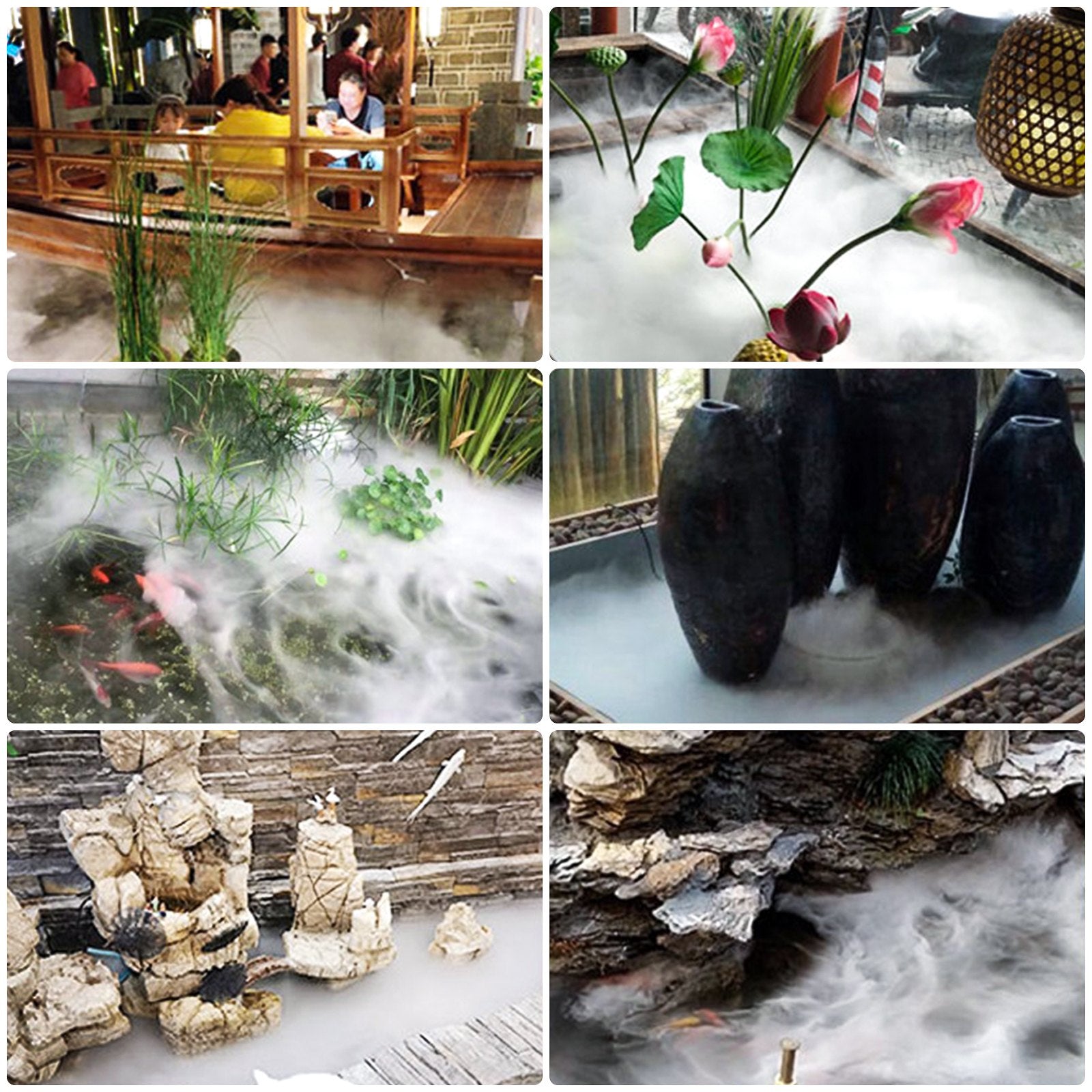 12 Head Ultrasonic Mist Maker with IP67 Waterproof Power Supply, Stainless Steel Humidifier for Ponds, 7kg/h Fogger, 320W Atomizer