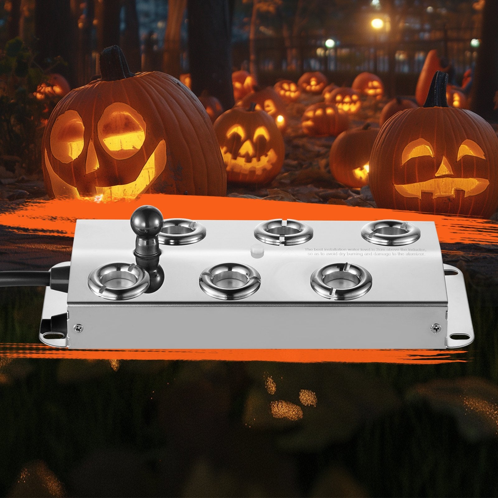 High-Performance Ultrasonic Mist Maker with 6 Heads, 4500mL/H Output, Waterproof Power Supply for Ponds, Gardens, Rockeries, Greenhouses & Halloween Decor
