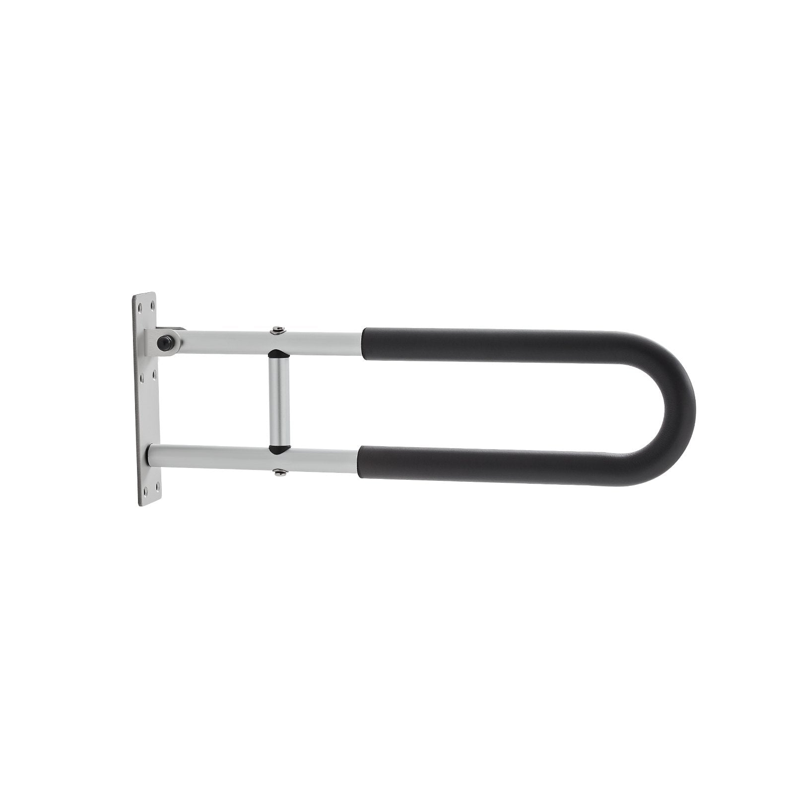 Foldable U-Shaped Toilet Safety Rail with Anti-Slip Handle, 300 lb Capacity for Elderly, Disabled, Pregnant - Easy Installation, Matte Silver Finish