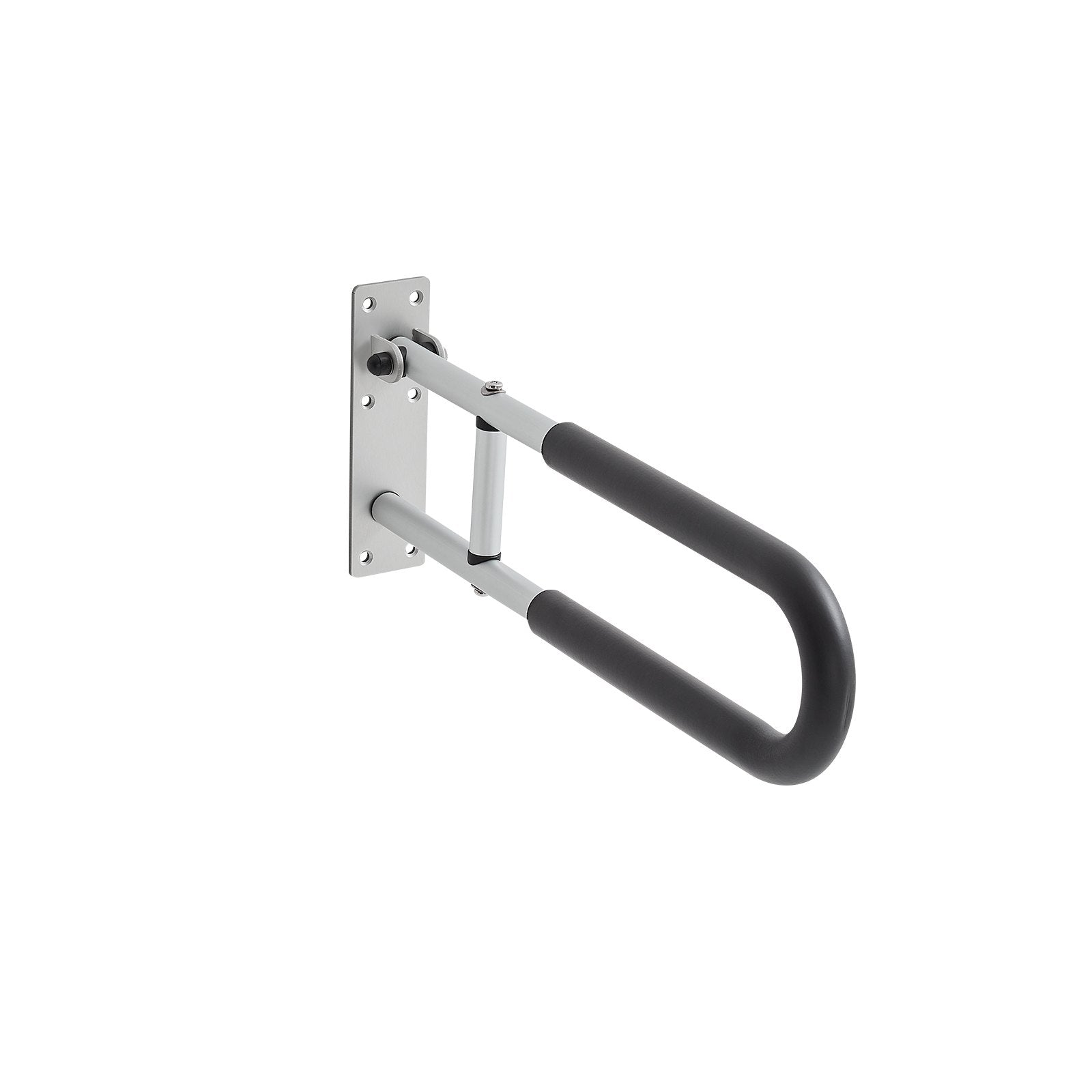 Foldable U-Shaped Toilet Safety Rail with Anti-Slip Handle, 300 lb Capacity for Elderly, Disabled, Pregnant - Easy Installation, Matte Silver Finish