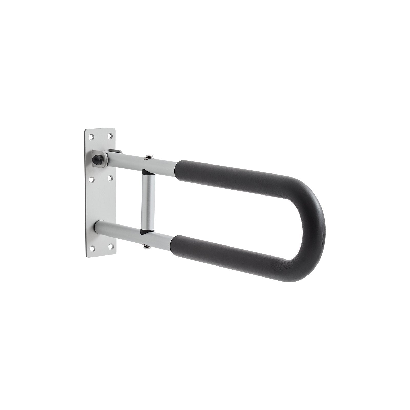 Foldable U-Shaped Toilet Safety Rail with Anti-Slip Handle, 300 lb Capacity for Elderly, Disabled, Pregnant - Easy Installation, Matte Silver Finish