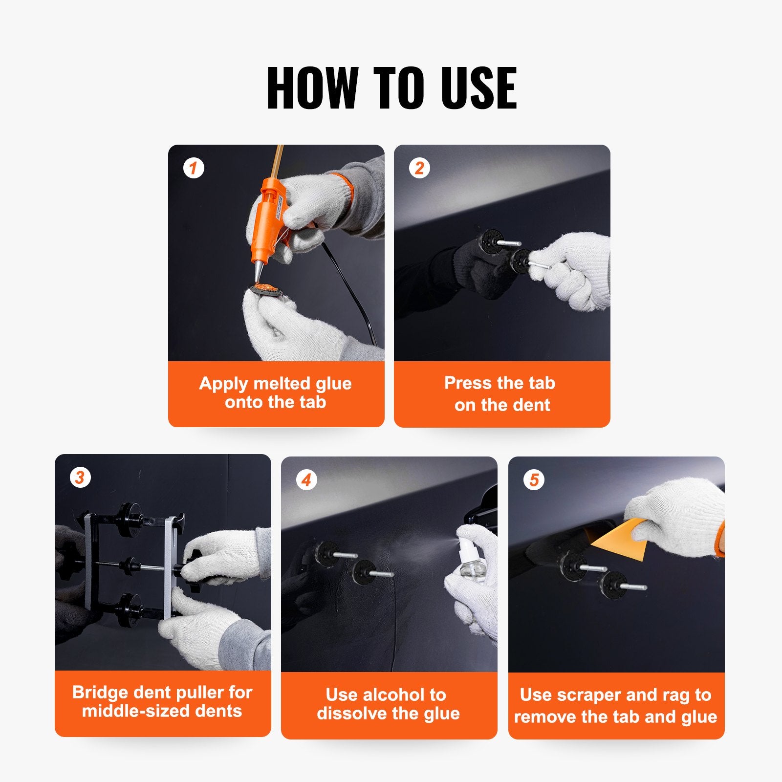 Comprehensive 25 PCS Paintless Dent Removal Kit with Bridge Puller, Hot Glue Gun, Glue Sticks, Puller Tabs for Auto Body & Metal Surfaces Repair