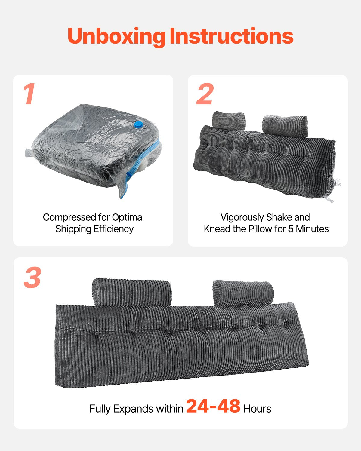 Luxurious King Size Wedge Headboard Pillow with Dual Headrests & Pockets - Soft Grey Velvet for Reading, Gaming, & Relaxing Comfort